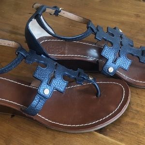 Tory Burch Navy Chandler Wedge Size 8